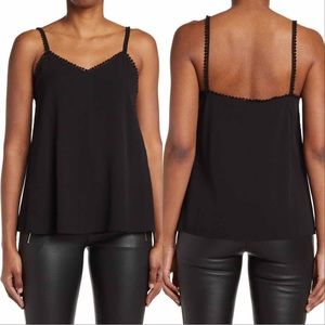 Alexander McQueen Lace Trim Silk Camisole in Black, Size 38, NWT